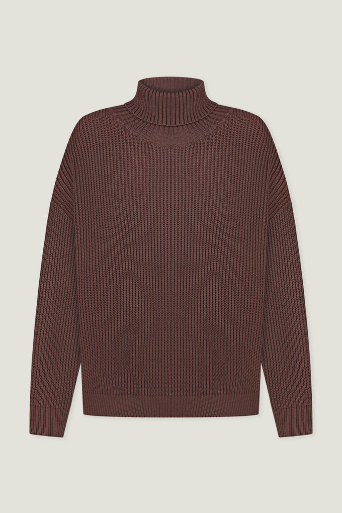 Трикотажний светр із об'ємними рукавами шоколадний фото 5