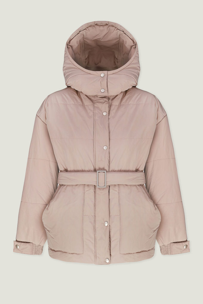Jacket with a belt in beige color photo 5