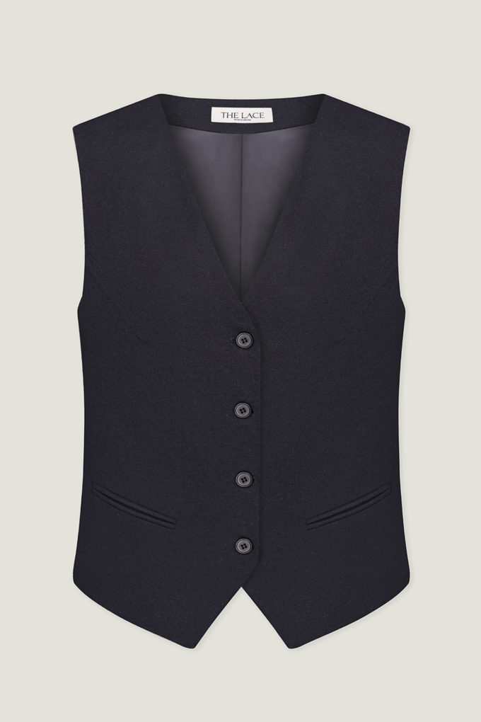 Classic woolen vest in black photo 5