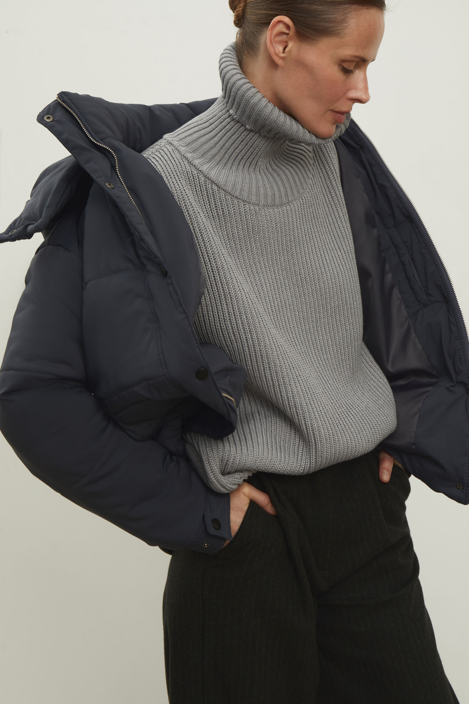 Трикотажний светр з об'ємнимими рукавами сірий - THE LACE photo 253735