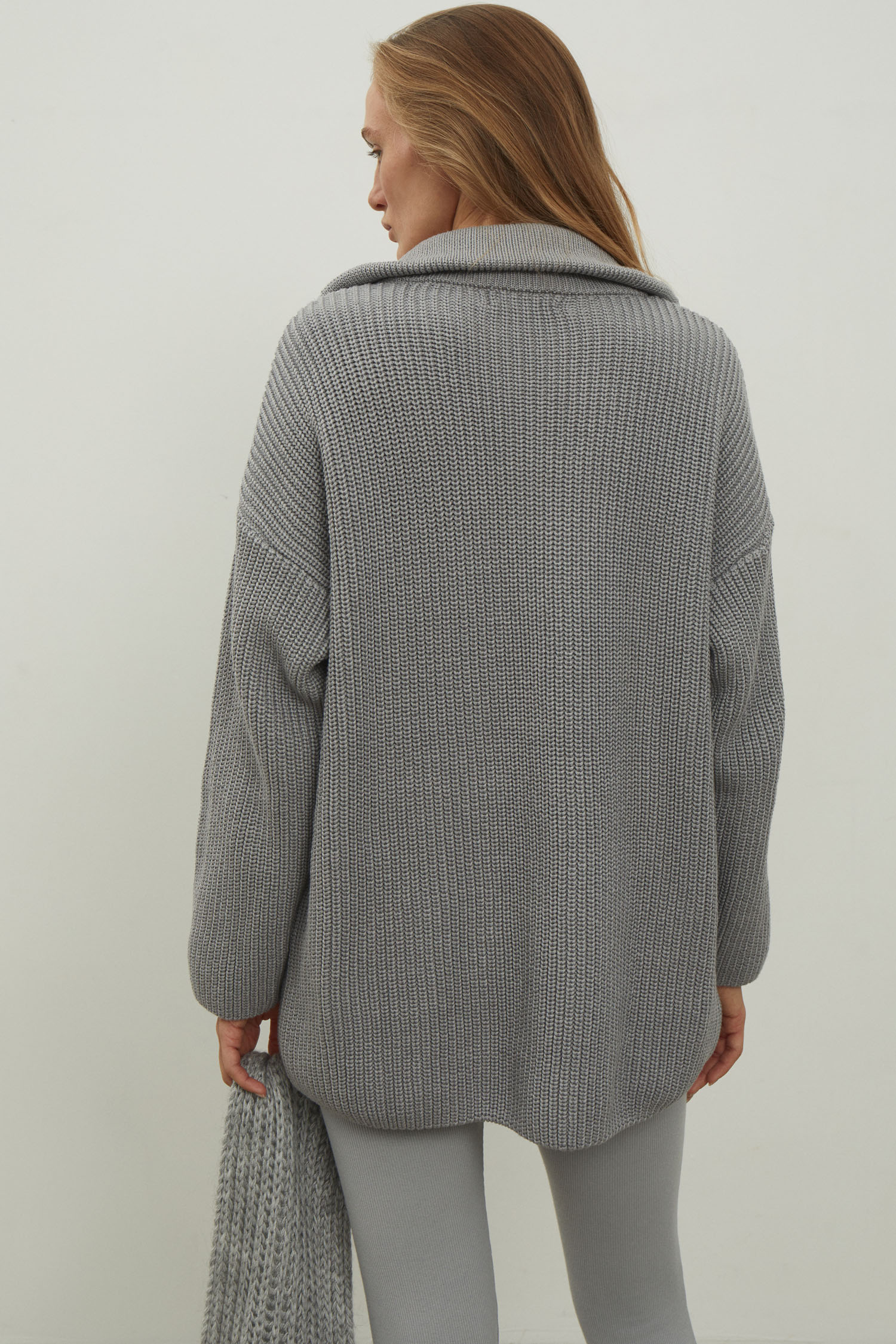 Трикотажний светр оверсайз із блискавкою сірий - THE LACE фото 253467