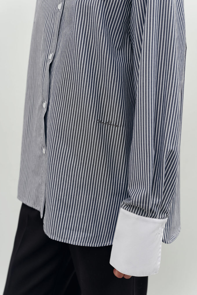 Graphite striped shirt with white cuffs photo 3