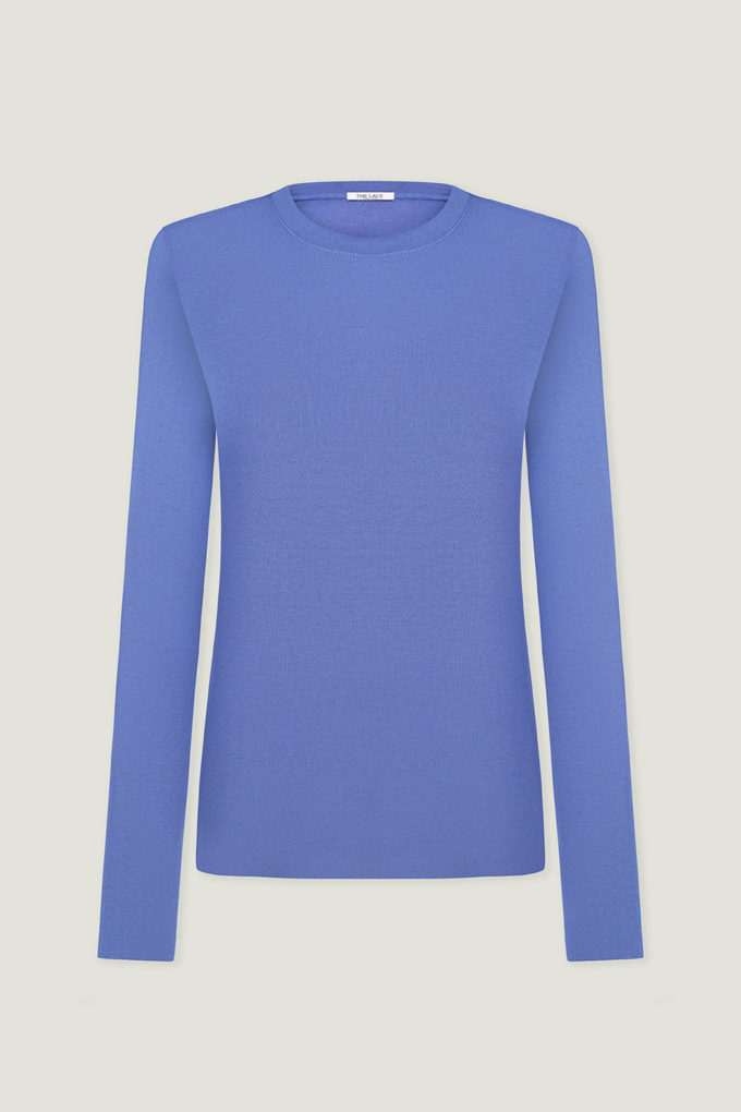 Longsleeve with finger cuts in blue photo 4