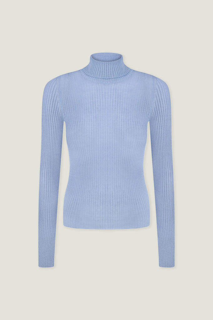 Thin ribbed turtleneck in blue photo 5