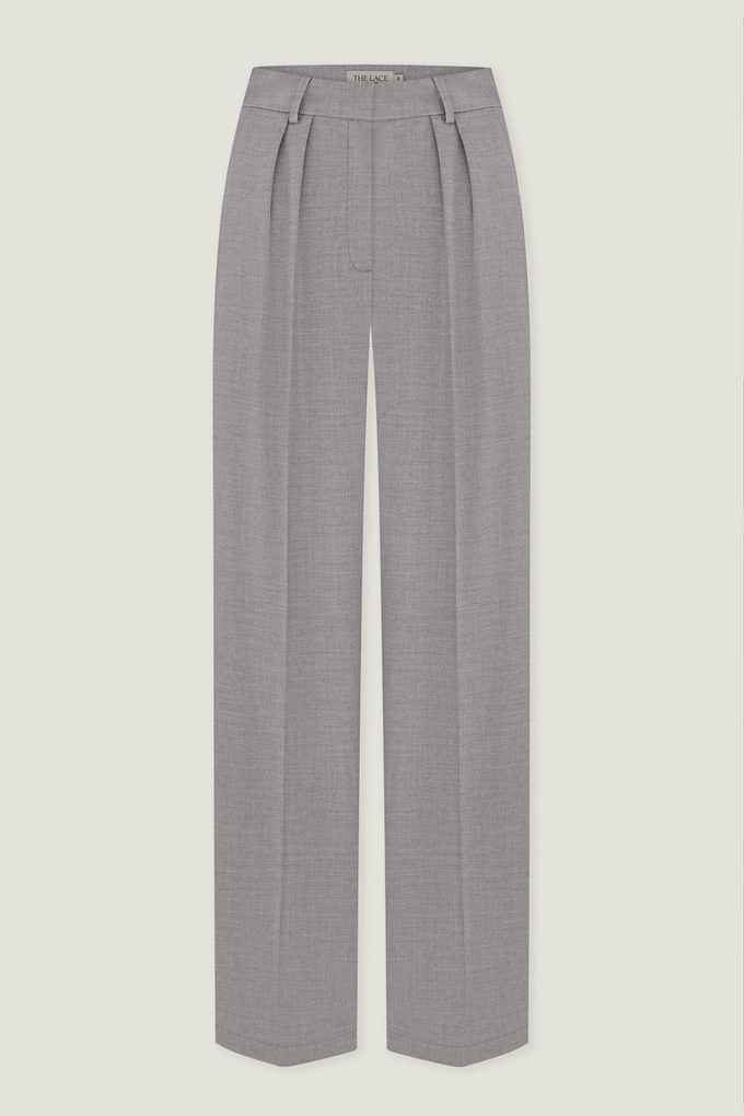 Low-rise palazzo pants in light gray photo 4