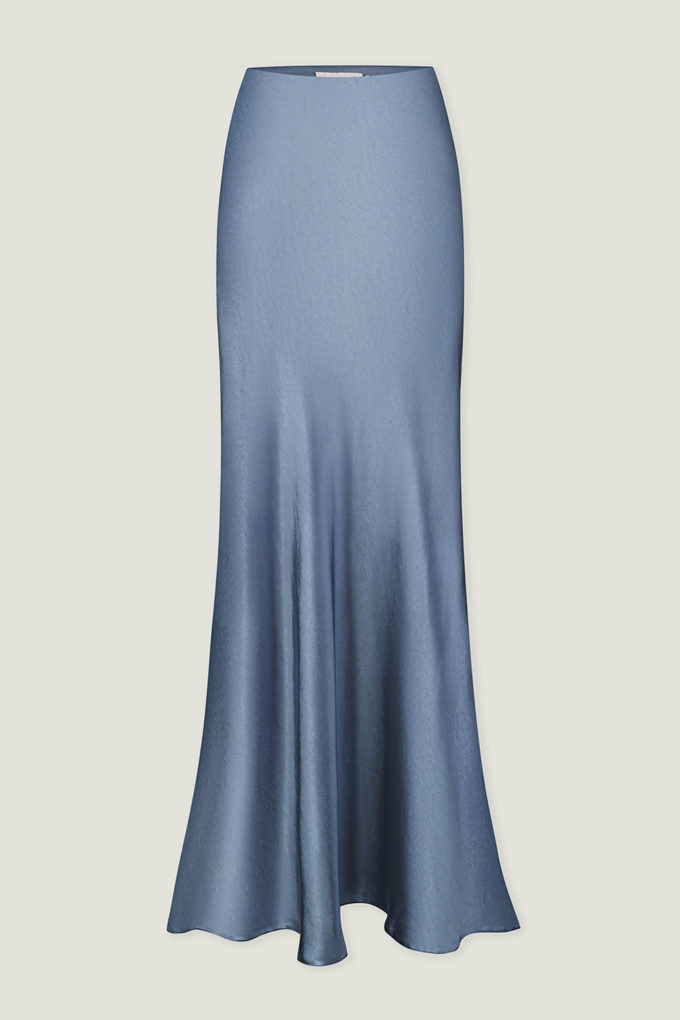 Gray-blue satin maxi skirt photo 4