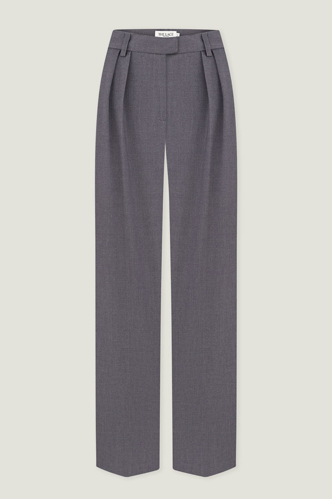 Low-rise woolen palazzo pants in graphite photo 4