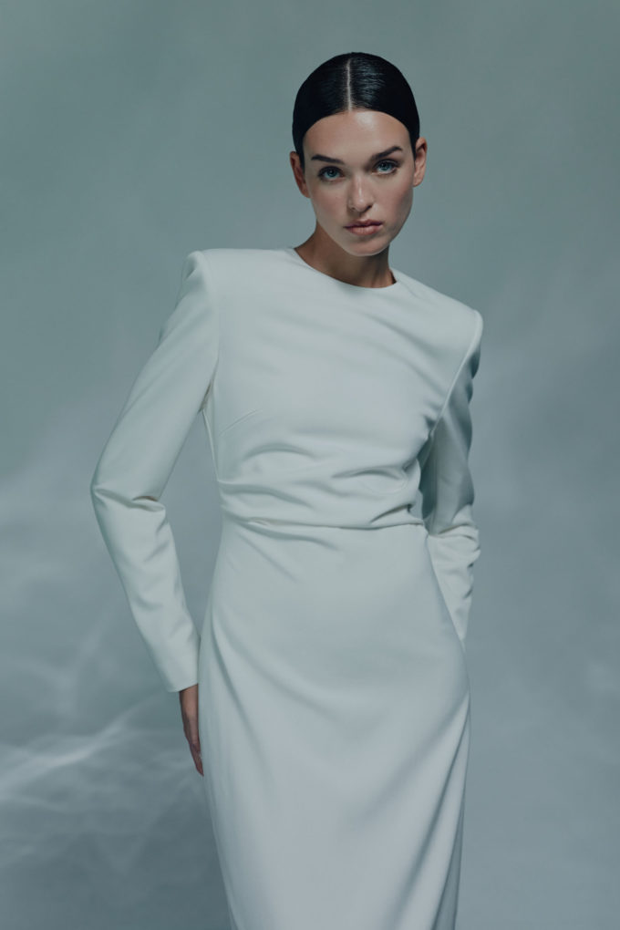 Сукня міді з драпіруванням біла - THE LACE photo 258648