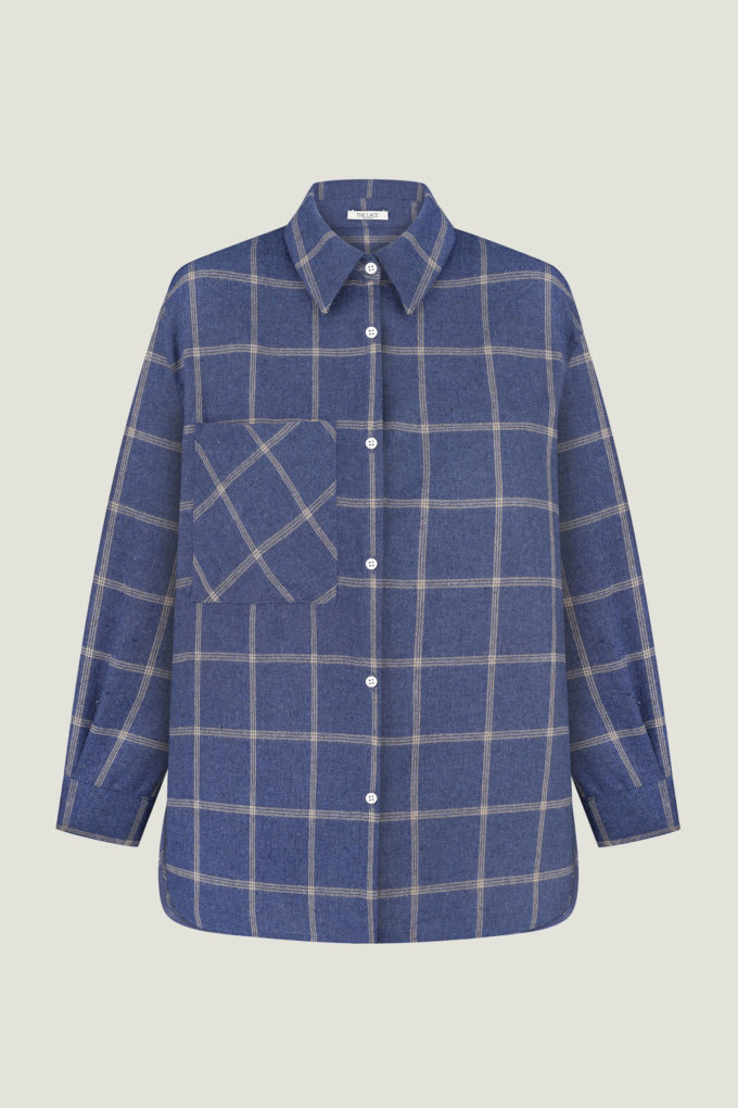 Dark blue checkered shirt with patch pocket photo 4