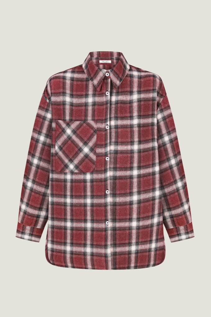Shirt with patch pocket in milk check red photo 4
