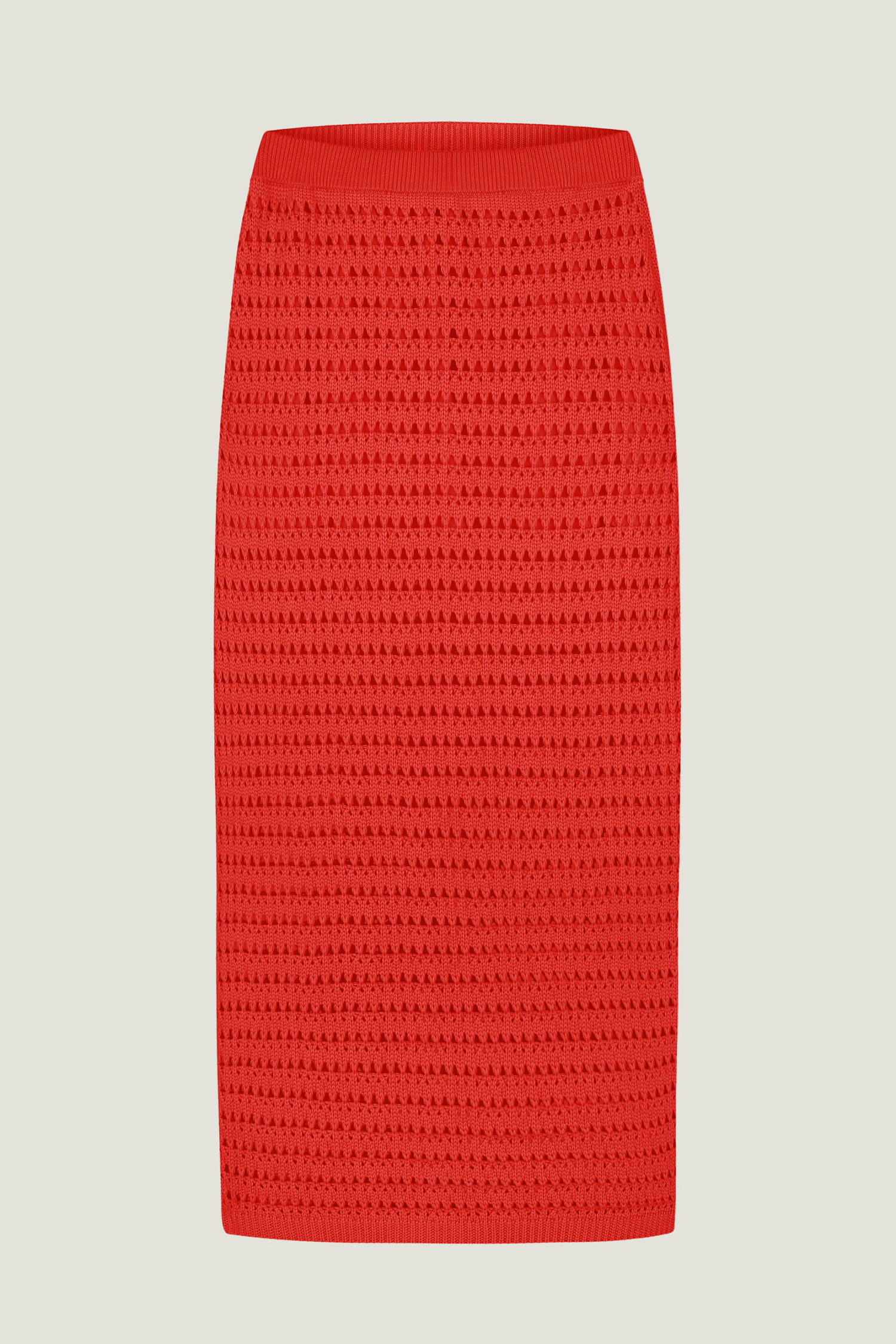 Трикотажна спідниця з ажурною вʼязкою червона - THE LACE фото 271891