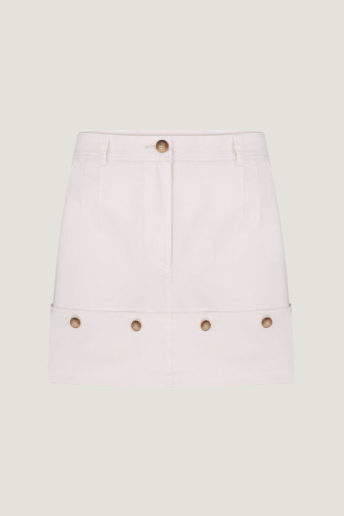 Milk cotton mini skirt with decorative buttons photo 4
