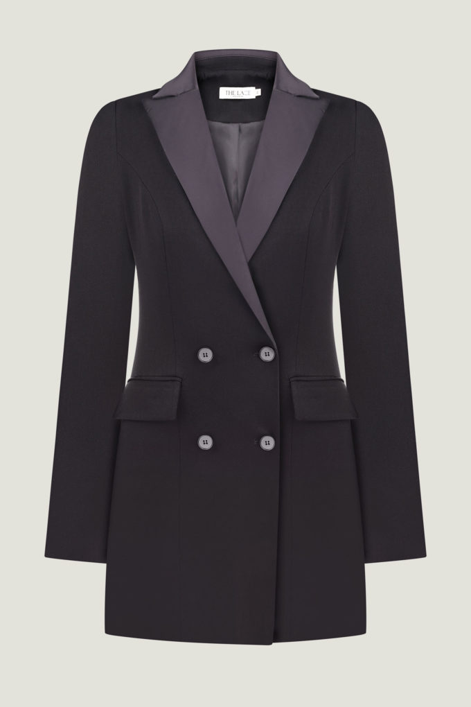 Mini jacket dress in black photo 4