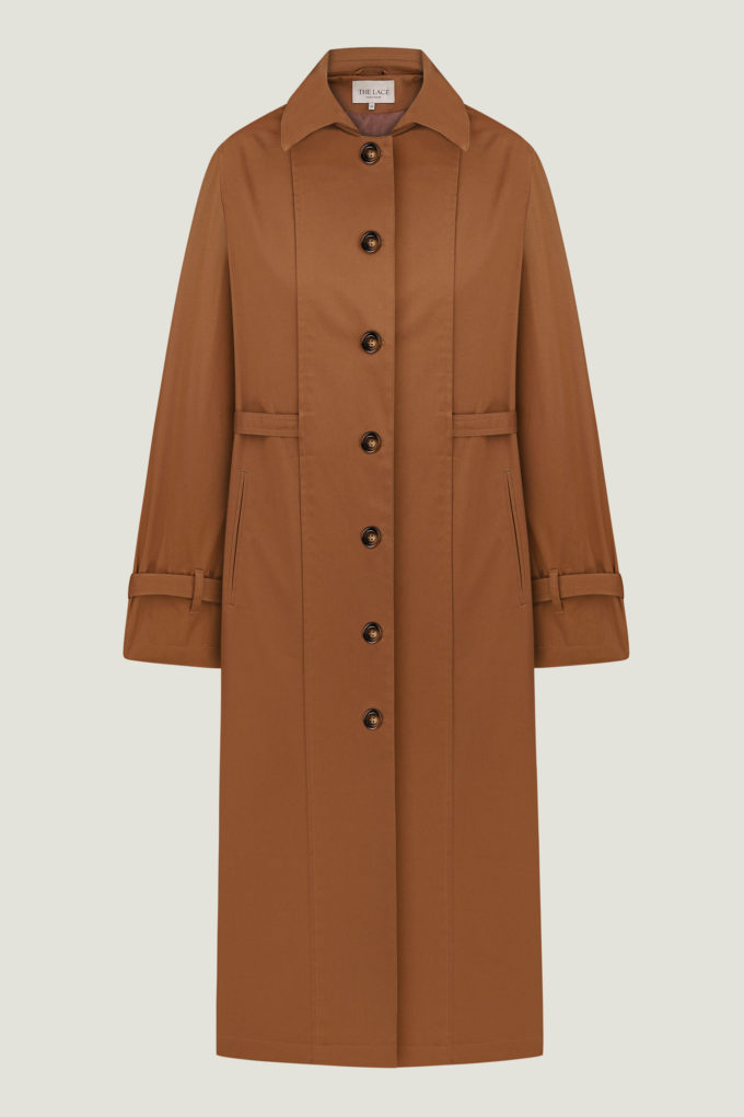 Camel cotton trench coat photo 5