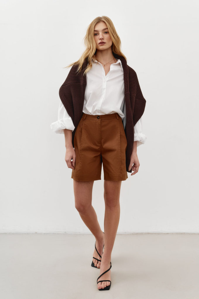 Brown cotton shorts photo 2