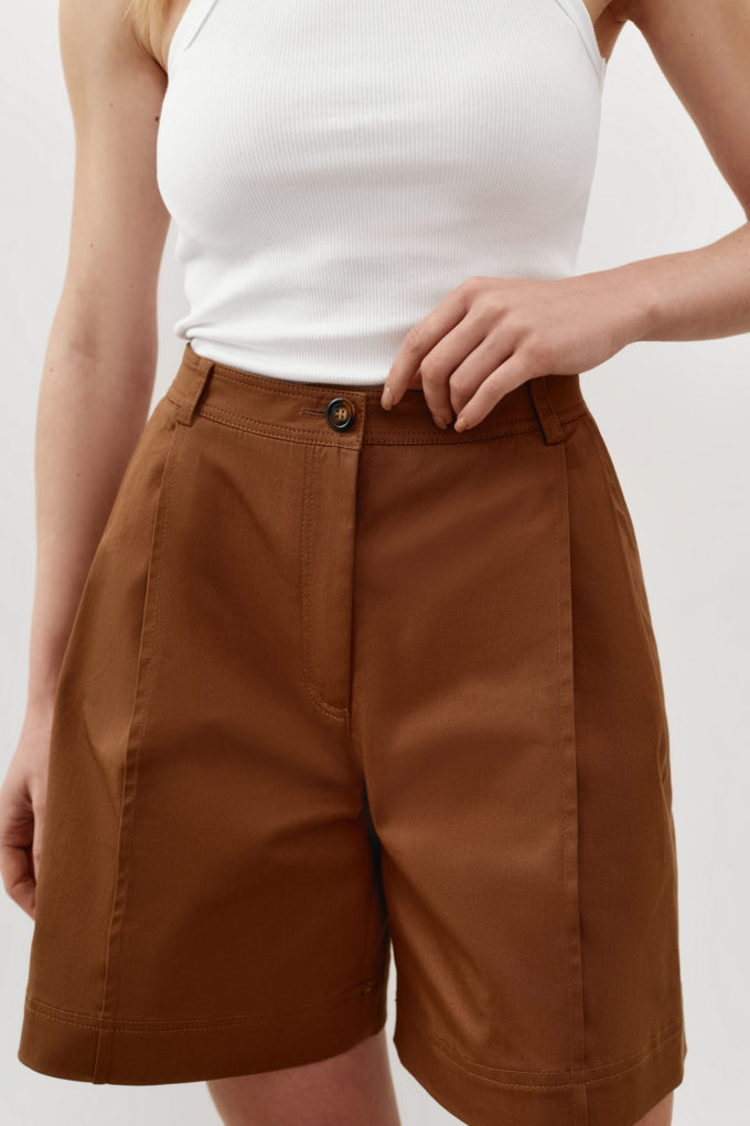 Brown cotton shorts photo 3