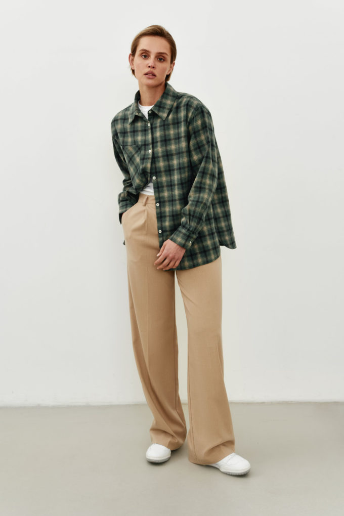 Green checkered shirt with patch pocket photo 2