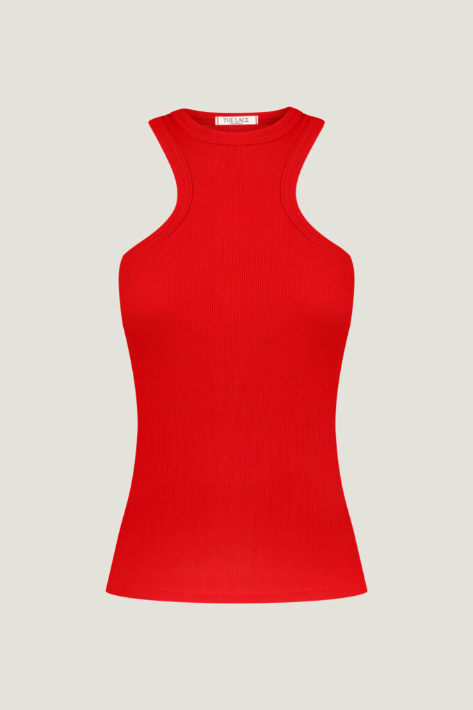 Jersey top with deep cutouts in red photo 4