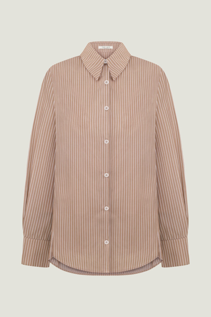 Fitted shirt with stripes in beige photo 4