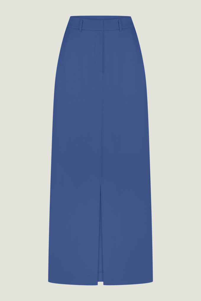 Midi skirt with front slit in blue photo 3
