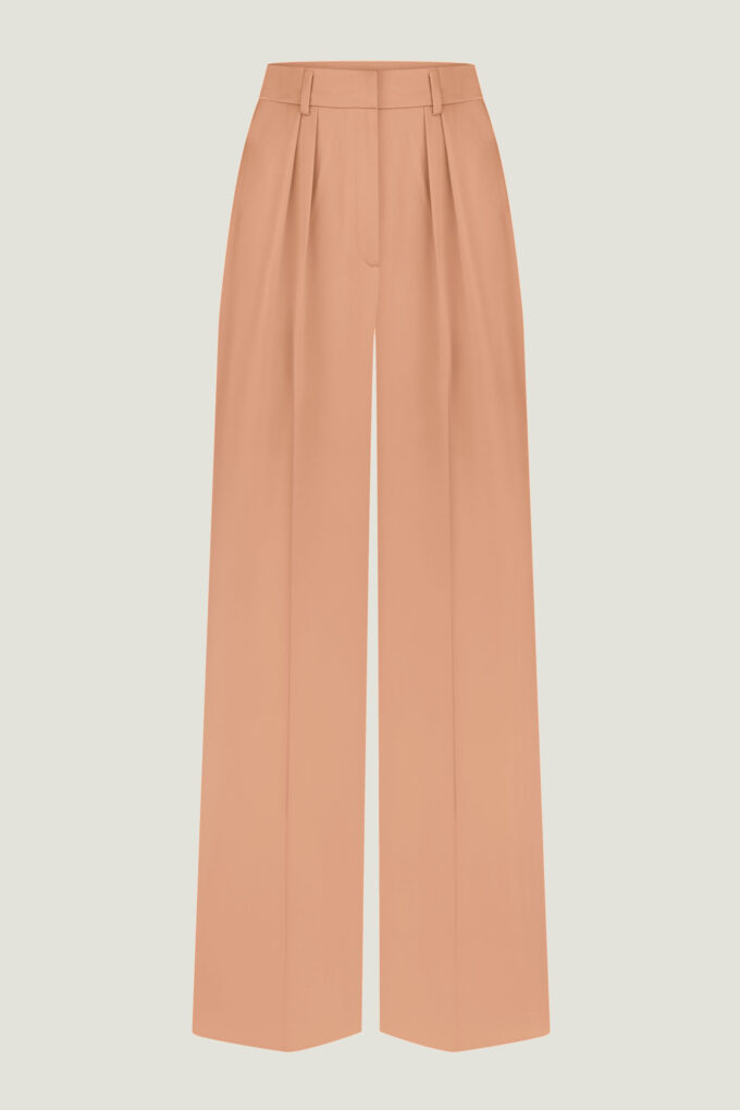 Low-waisted palazzo pants in peach photo 3
