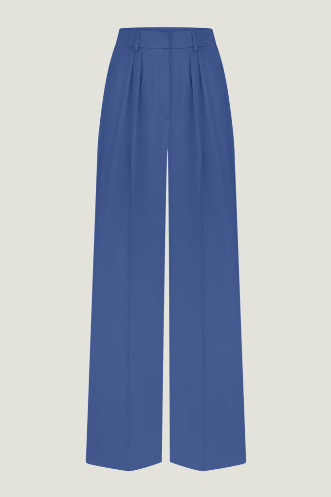 Low-waisted palazzo pants in blue photo 3