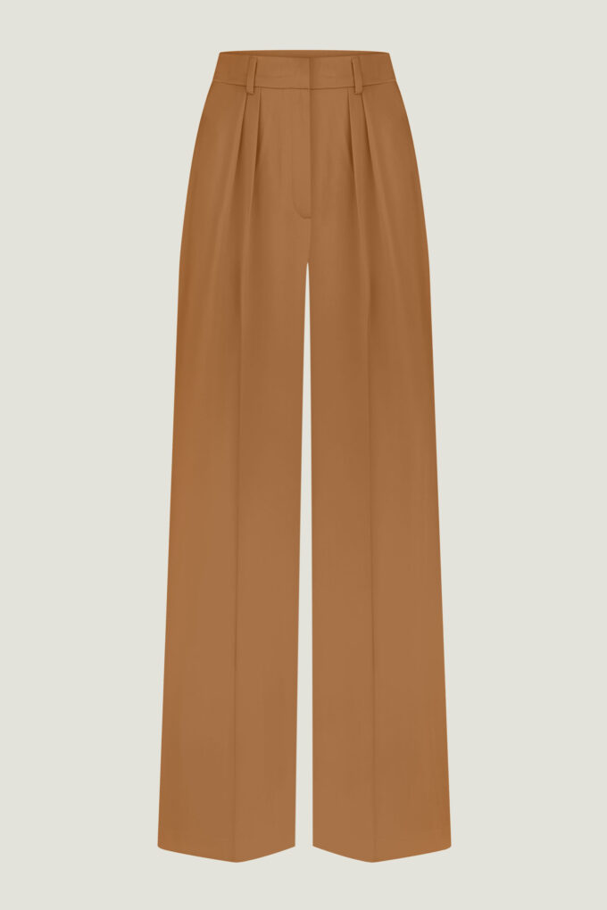 Low-waisted palazzo pants in mustard photo 3