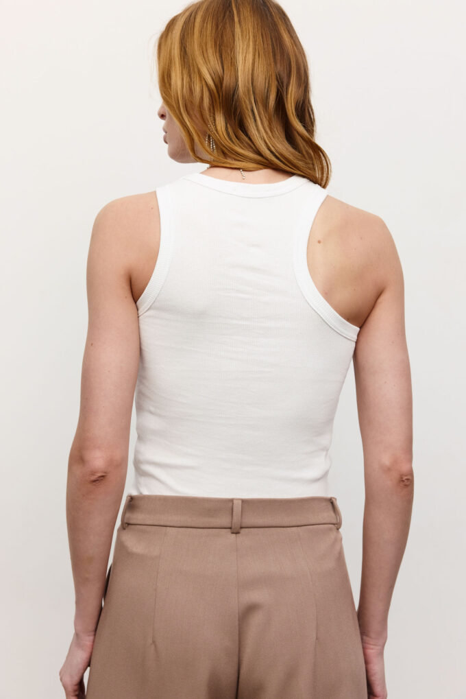 Jersey top with asymmetric cut in white photo 2