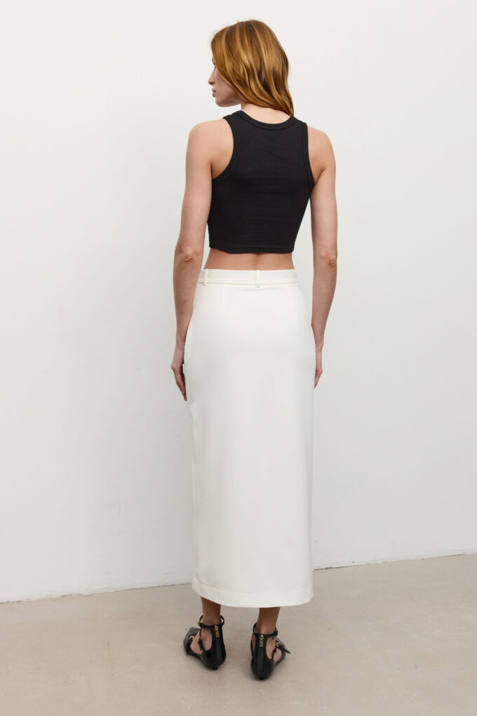 Midi skirt with front slit in white photo 4