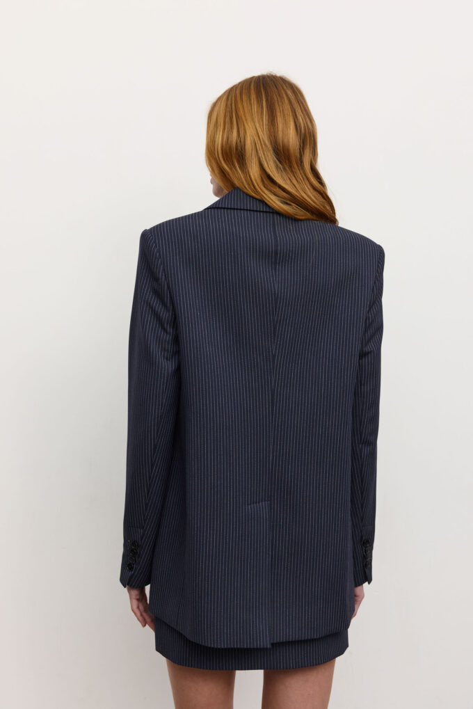 A single-breasted jacket with stripe in blue photo 3