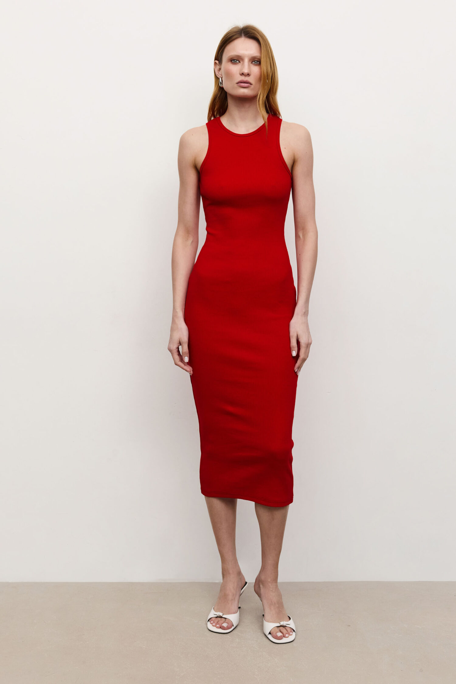 Сукня міді в рубчик червона - THE LACE фото 274408