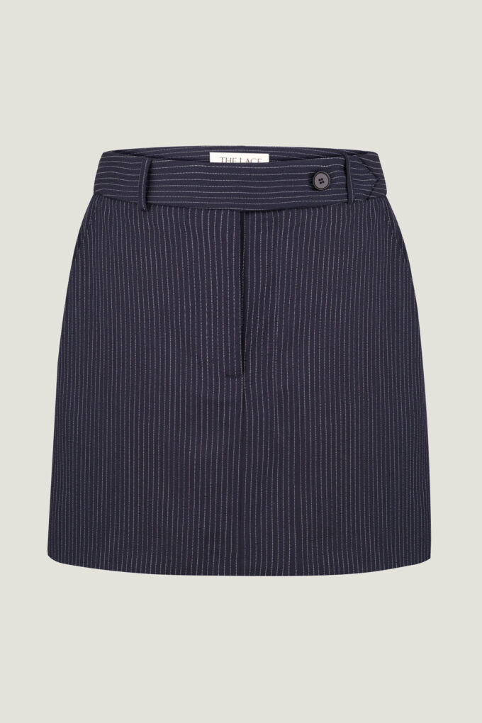 Mini skirt with a narrow stripe in blue photo 4