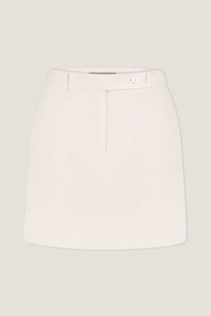White mini skirt with a decorative belt photo 4
