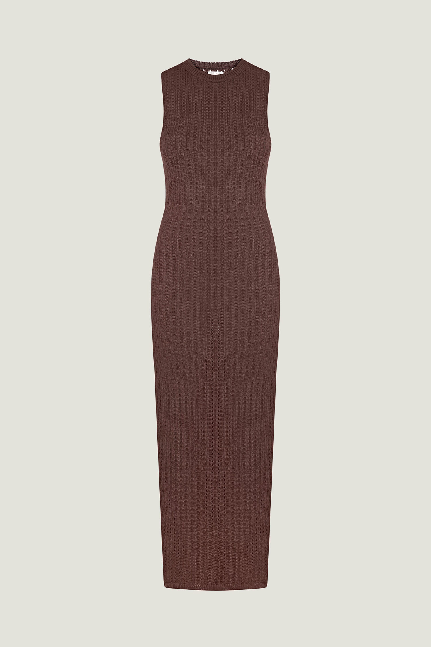 Трикотажна сукня максі з ажурною вʼязкою шоколадна - THE LACE фото 283163