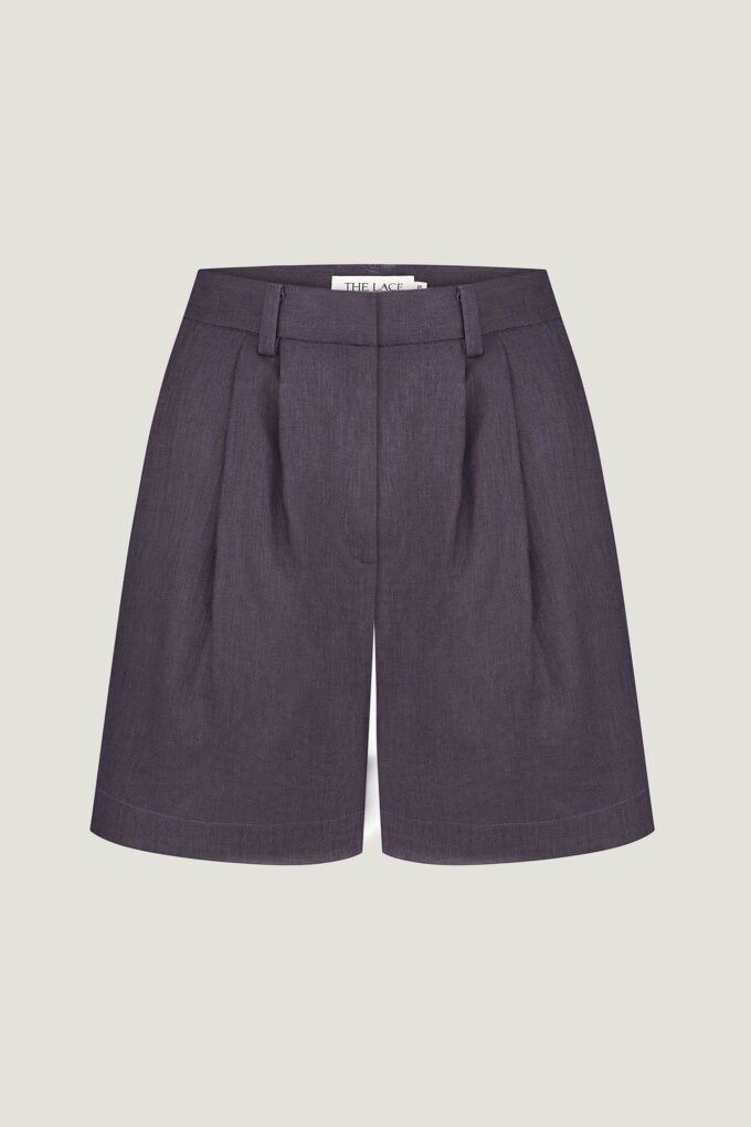 Classic linen shorts in graphite photo 4