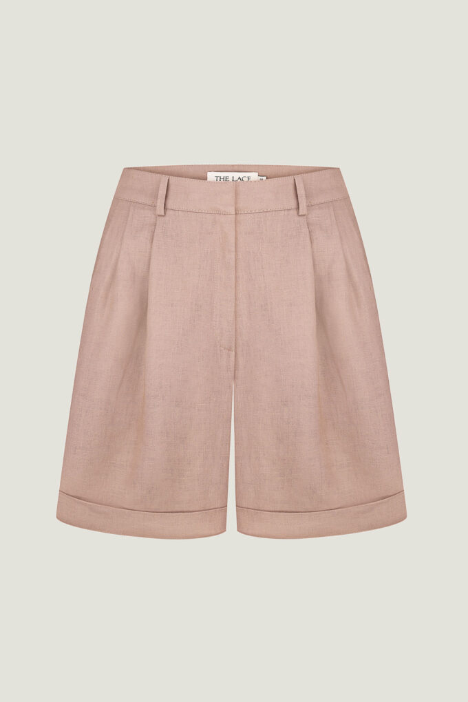 Linen shorts in cappuccino photo 5