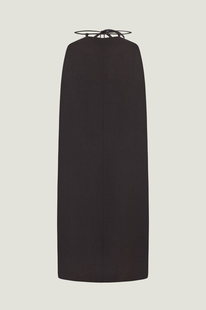 Midi skirt with linen ties in black photo 5