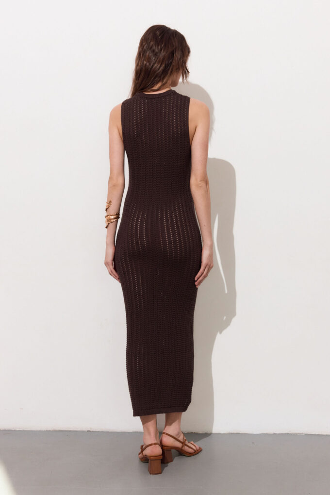 Knitted maxi dress in chocolate photo 3