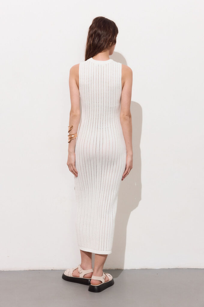 Knitted maxi dress in milk photo 3