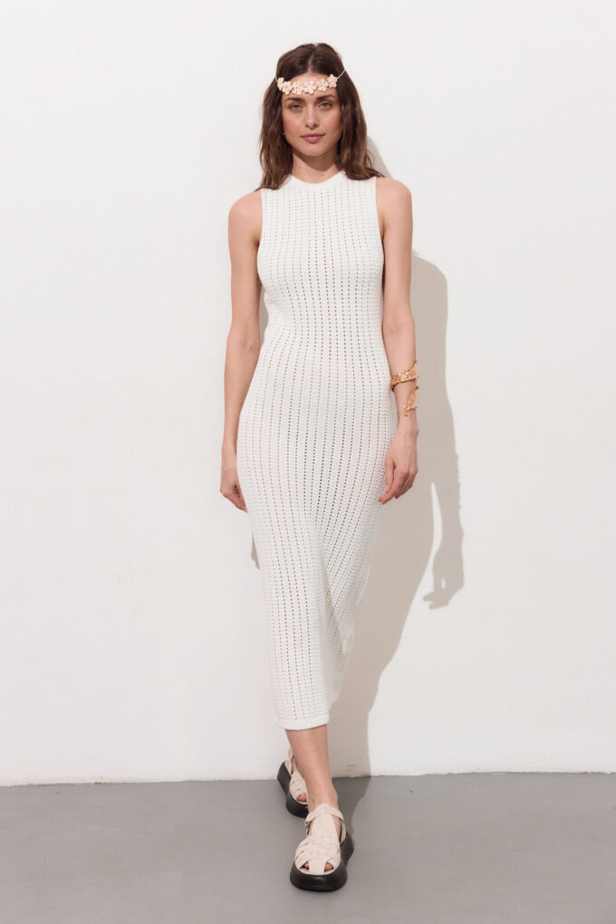 Knitted maxi dress in milk photo 2