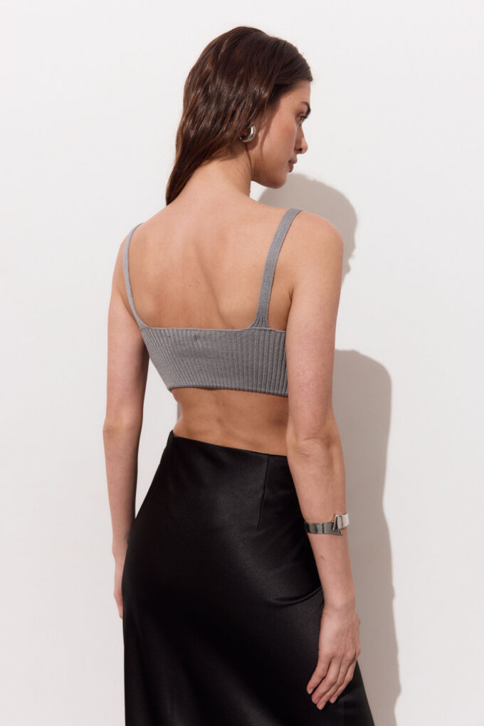 Knitted crop top in gray photo 2