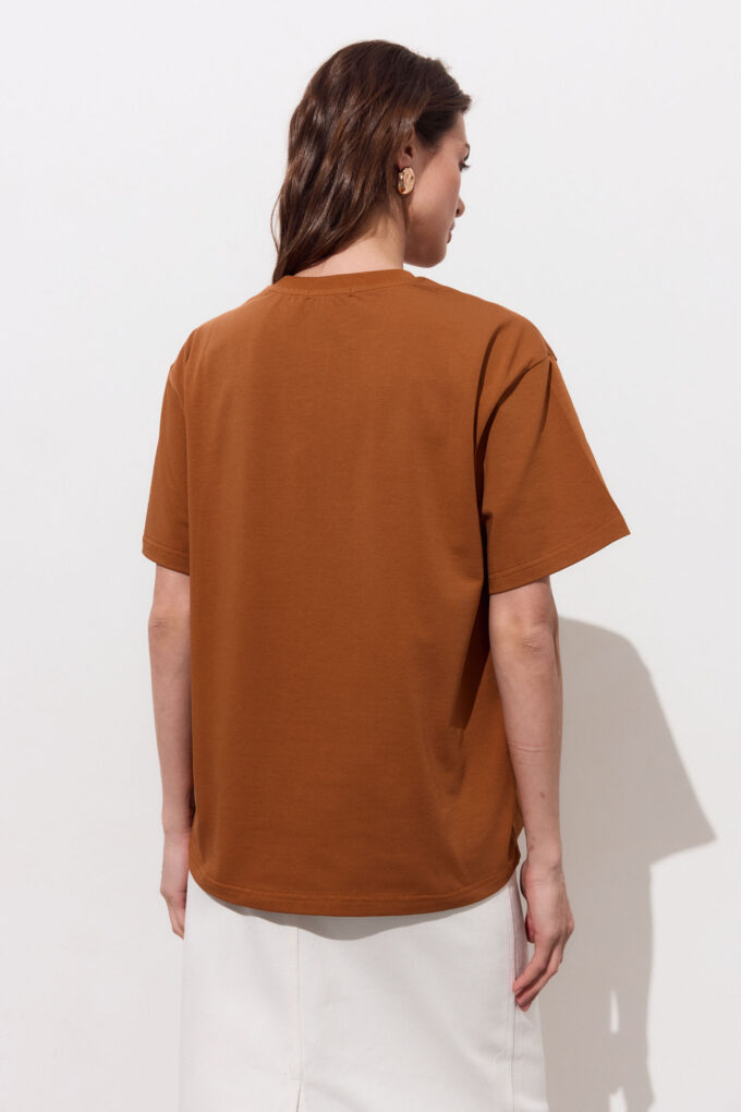 Oversize T-shirt in terracotta photo 3