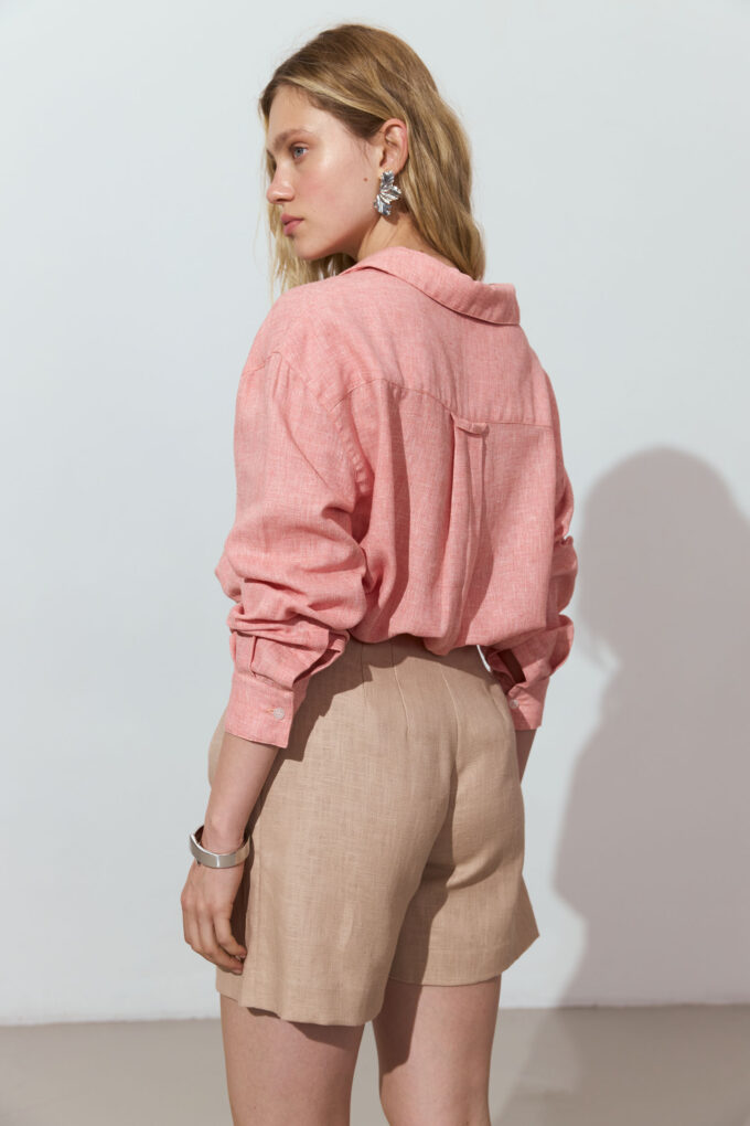 Oversize shirt with linen addition in peach photo 5