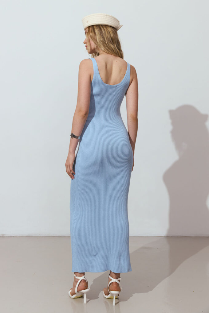 Knitted maxi sundress in blue photo 3