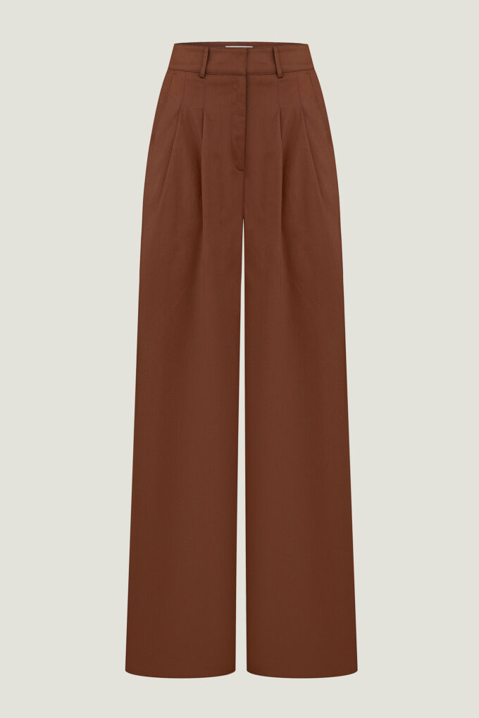 Free cut cotton pants in brown photo 4