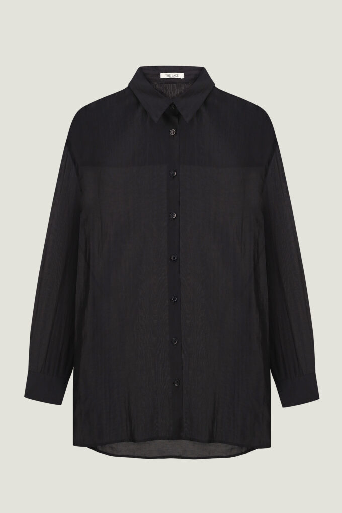 Semi-transparent free-cut shirt made of tencel in black photo 5