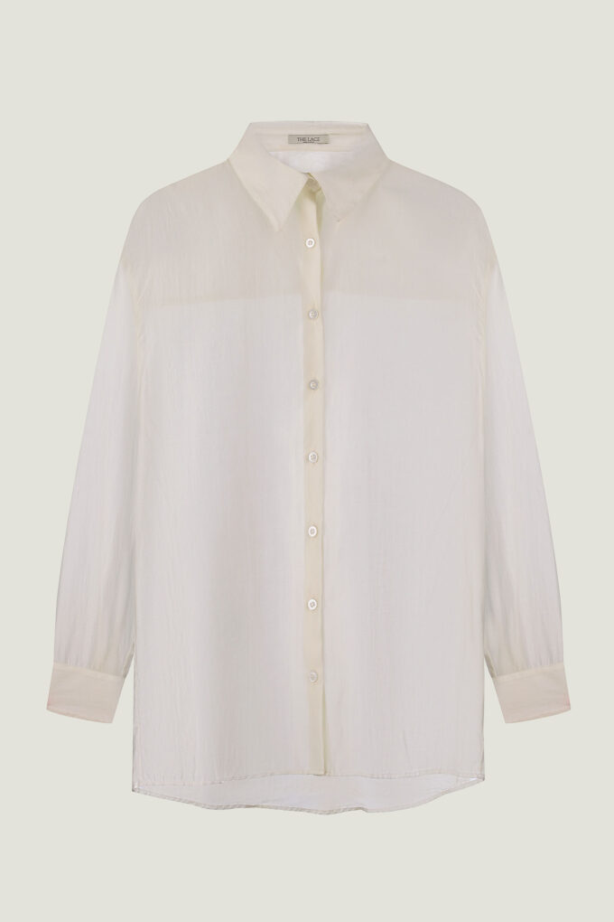 Semi-transparent free-cut shirt made of tencel in milk photo 5