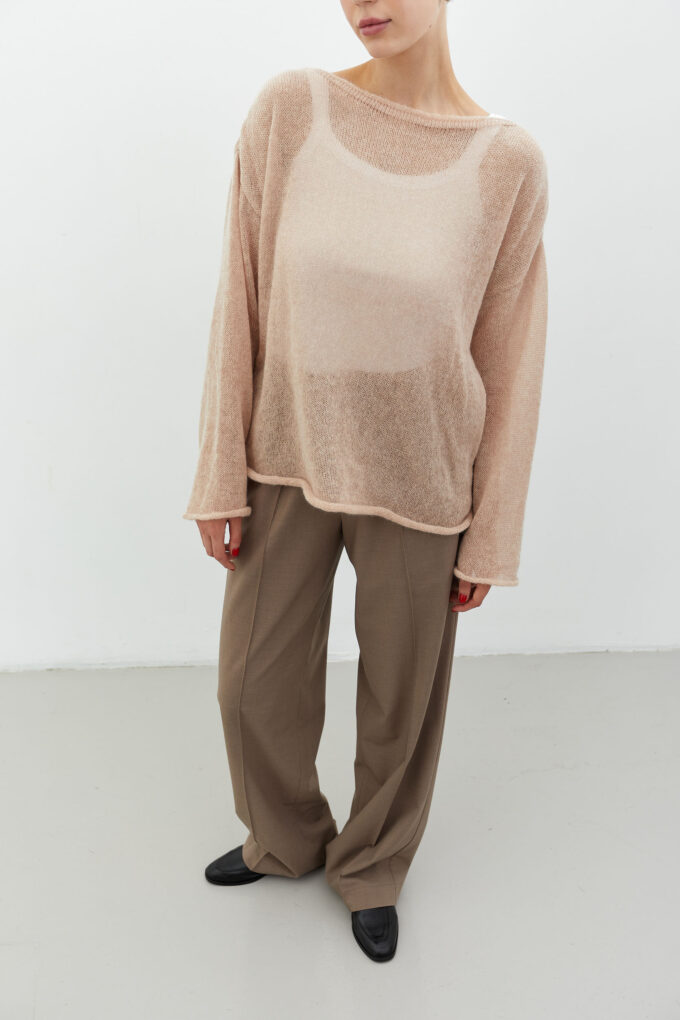 Loose-knit mohair jumper in beige photo 3