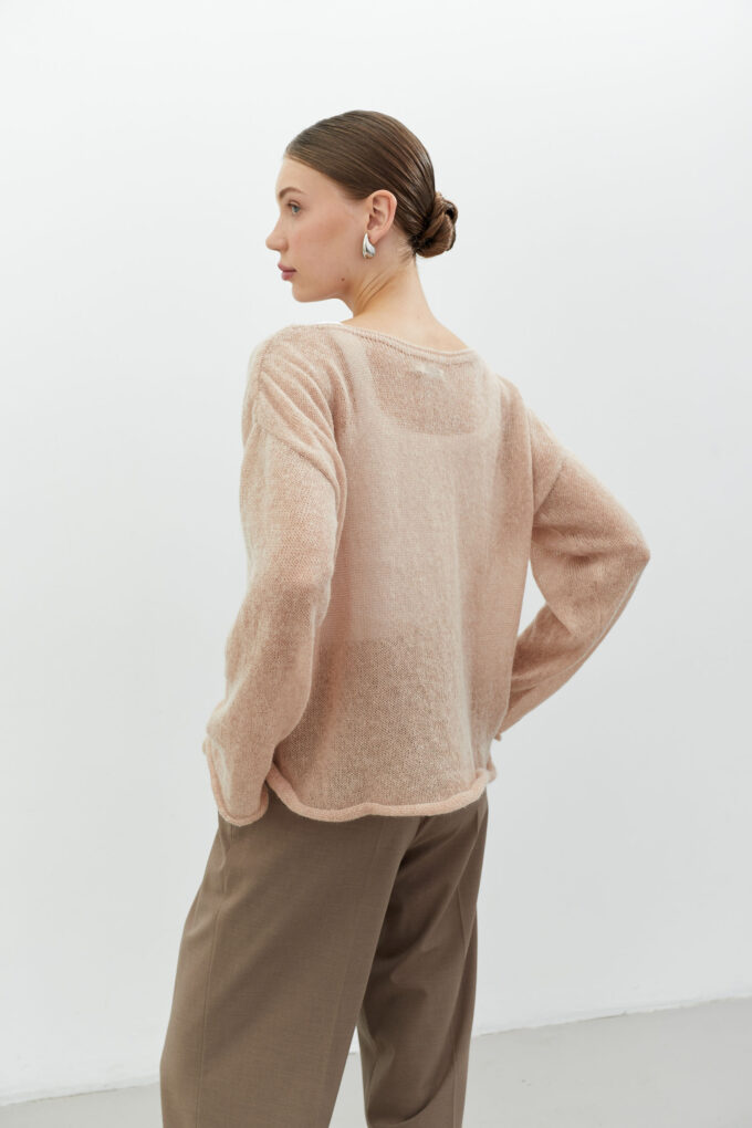 Loose-knit mohair jumper in beige photo 2