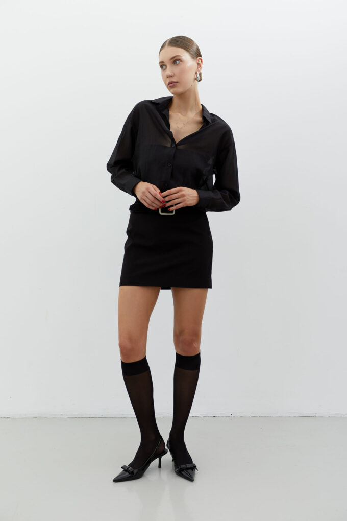 Black mini skirt with wool photo 2